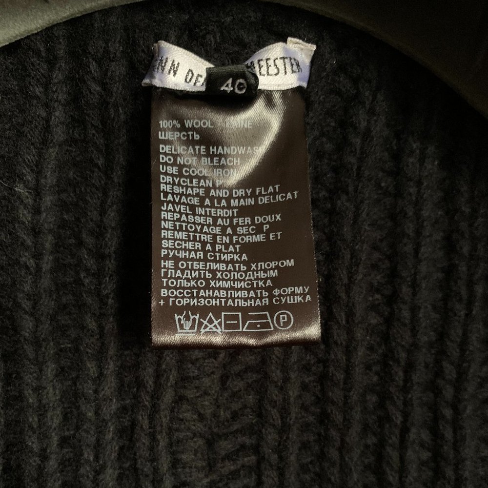 ANN DEMEULEMEESTER • Asymmetric Black Wool Ribbed Fisherman Sweater Vest FR 40 M - Picture 15 of 15